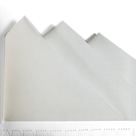 NEW Winter White Linen Blend Pre-Folded Pocket Square Handkerchief Insert - Picture 6 of 7